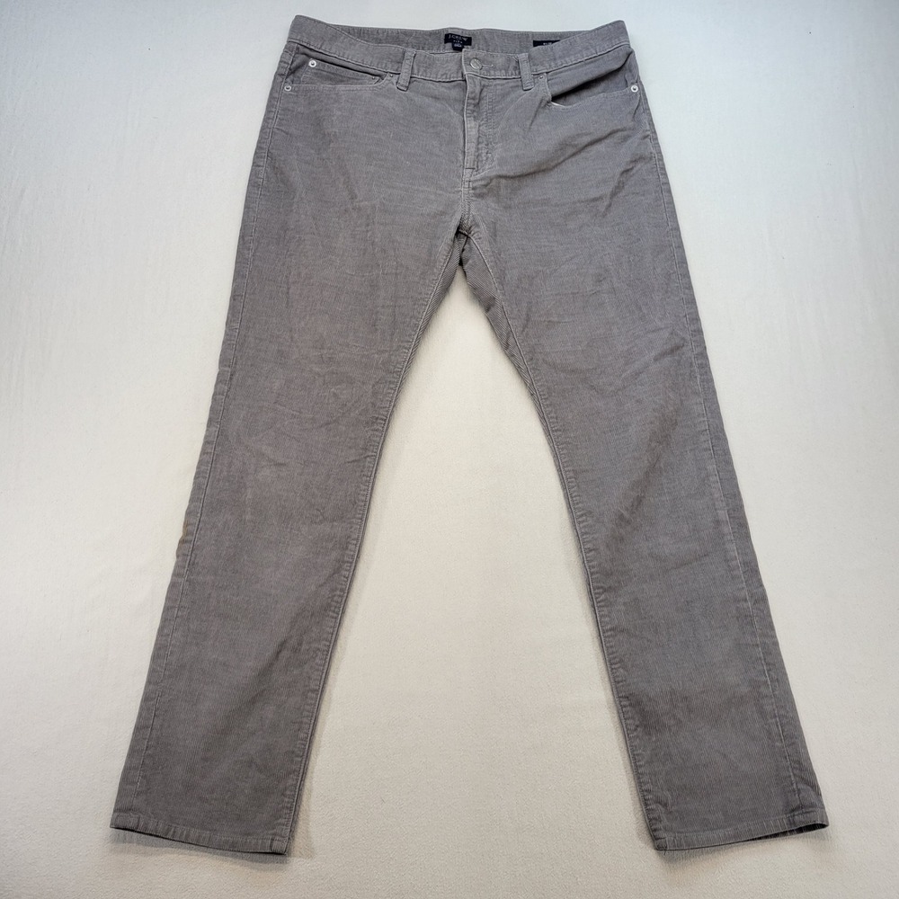 J.Crew Corduroy Pants Mens 34x30 Gray Slim Flex 5-Pocket Fine Wale Cords